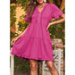 🔥Promoção quente de verão 2026 – 49% DE DESCONTO🌈 Vestido feminino casual evasê fluido com decote em V e babados