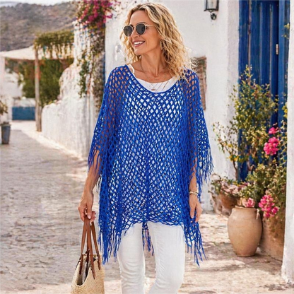 💐 Saída de Praia em Crochê Metálico de Verão – Leve, Fluida e com Estilo Descontraído para o Verão