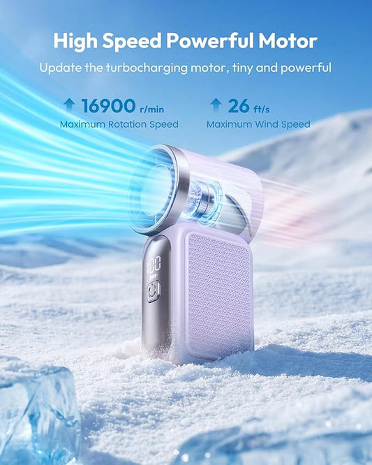 🌀💨 Mini ventilador portátil com visor LED – 👍 Ventilador de bolso turbo com 5 velocidades. ✨ Recarregável via USB, resfriamento rápido ideal para viagens e maquiagem. Presente perfeito. Refrigeração portátil.