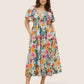⏰🌈Promoção quente de verão 70% DE DESCONTO💃 Vestido midi floral com decote quadrado franzido e bolsos