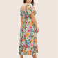 ⏰🌈Promoção quente de verão 70% DE DESCONTO💃 Vestido midi floral com decote quadrado franzido e bolsos