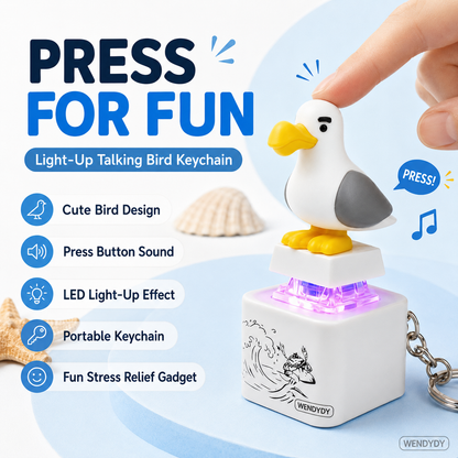 Chaveiro Eletrônico com Luz Ativado por Voz Mine Little Bird: Chaveiro Criativo em Forma de Pato que Emite Som ao Apertar