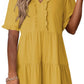 🔥Promoção quente de verão 2026 – 49% DE DESCONTO🌈 Vestido feminino casual evasê fluido com decote em V e babados