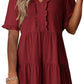 🔥Promoção quente de verão 2026 – 49% DE DESCONTO🌈 Vestido feminino casual evasê fluido com decote em V e babados