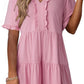 🔥Promoção quente de verão 2026 – 49% DE DESCONTO🌈 Vestido feminino casual evasê fluido com decote em V e babados