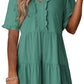 🔥Promoção quente de verão 2026 – 49% DE DESCONTO🌈 Vestido feminino casual evasê fluido com decote em V e babados