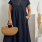 💝 Vestido soltinho sem mangas de algodão com bolsos e cor lisa