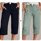 Shorts femininos plissados de algodão e linho em cor lisa