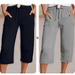 Shorts femininos plissados de algodão e linho em cor lisa