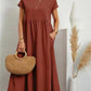 💝 Vestido soltinho sem mangas de algodão com bolsos e cor lisa