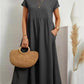 💝 Vestido soltinho sem mangas de algodão com bolsos e cor lisa