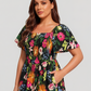 ⏰🌈Promoção quente de verão 70% DE DESCONTO💃 Vestido midi floral com decote quadrado franzido e bolsos