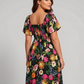 ⏰🌈Promoção quente de verão 70% DE DESCONTO💃 Vestido midi floral com decote quadrado franzido e bolsos