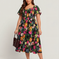 ⏰🌈Promoção quente de verão 70% DE DESCONTO💃 Vestido midi floral com decote quadrado franzido e bolsos