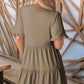 🔥Promoção quente de verão 2026 – 49% DE DESCONTO🌈 Vestido feminino casual evasê fluido com decote em V e babados