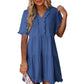 🔥Promoção quente de verão 2026 – 49% DE DESCONTO🌈 Vestido feminino casual evasê fluido com decote em V e babados