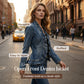 🧥 50% DE DESCONTO AGORA! 🌸 Jaqueta jeans feminina aberta com detalhes de babados – leve, feminina e versátil – elegante para qualquer look 👗