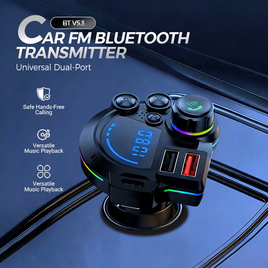 📻 50% DE DESCONTO AGORA! 🚗 Transmissor FM Bluetooth Universal para Carro com Duas Portas – Música sem fio, chamadas viva-voz e carregador USB duplo 🔌
