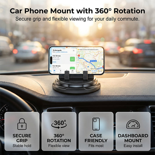 Suporte para celular com rotação de 360° para painel de carro
