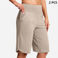 ⏰Último dia de promoção 49% DE DESCONTO🔥 Shorts femininos de yoga de cintura alta com bolsos