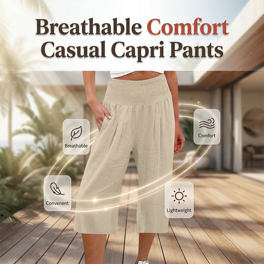 ☀️PROMOÇÃO QUENTE 2026 50% DE DESCONTO🌿 Calças cropped femininas leves com cintura elástica