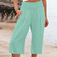☀️PROMOÇÃO QUENTE 2026 50% DE DESCONTO🌿 Calças cropped femininas leves com cintura elástica