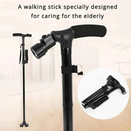 🔥💥 Aluminum Alloy LED Light Anti-Skid Folding Walking Stick 💥👵