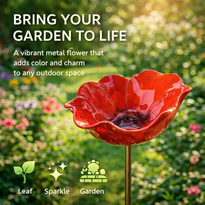 🐦 ¡50% DE DESCUENTO AHORA! 💖Flor de metal com bebedouro para pássaros – Uma linda decoração de jardim em um só produto!
