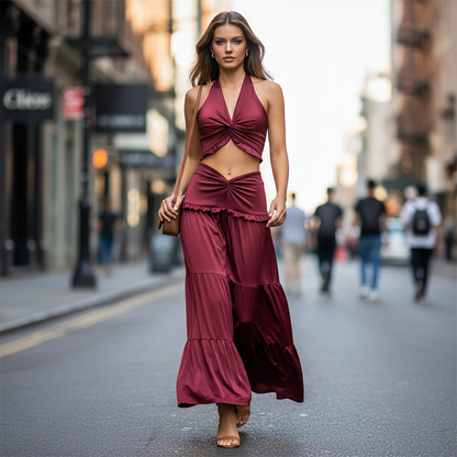 Conjunto de dos piezas con cuello halter