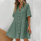💃2026 Summer Sale-60% OFF💐Women's Short Sleeve Button Down Textured Babydoll Dress with Pockets