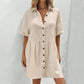 💃2026 Summer Sale-60% OFF💐Women's Short Sleeve Button Down Textured Babydoll Dress with Pockets