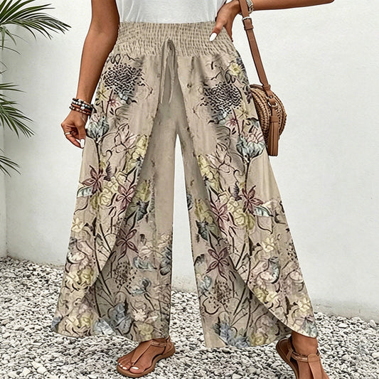 🌸Desconto por tempo limitado Calças largas com estampa floral Respiráveis e confortáveis para o verão
