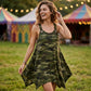 Vestido Camuflado Feminino Sem Mangas com Bainha Assimétrica