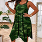 Vestido Camuflado Feminino Sem Mangas com Bainha Assimétrica