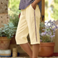 Calças capri femininas de verão com detalhes em renda