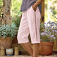 Calças capri femininas de verão com detalhes em renda