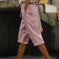 Calças capri femininas de verão com detalhes em renda