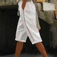 Calças capri femininas de verão com detalhes em renda