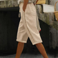 Calças capri femininas de verão com detalhes em renda