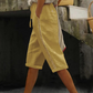 Calças capri femininas de verão com detalhes em renda