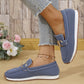Mocassins casuais de malha para mulher com fivela metálica