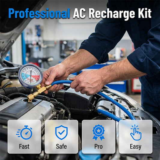 🔧 50% DE DESCONTO AGORA! ❄️ Mangueira de recarga de refrigerante R134a para ar-condicionado com manómetro – À prova de fugas e compatível com carros, camiões e ar-condicionado doméstico – Recarga DIY segura para sistemas de refrigeração 🚗