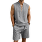 🧵 50% DE DESCONTO POR TEMPO LIMITADO! ✨ Conjunto masculino sem mangas de linho – camiseta e shorts com cordão, 7 cores ☀️