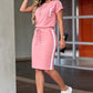 Conjunto Feminino de 2 Peças com T-shirt e Saia com Cordão