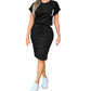 Conjunto Feminino de 2 Peças com T-shirt e Saia com Cordão
