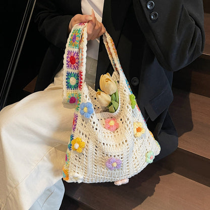 📢📢50% DE DESCONTO!! ⏰ Bolsa feminina de ombro em crochê estilo étnico