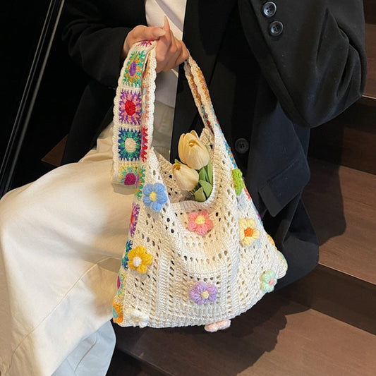 📢📢50% DE DESCONTO!! ⏰ Bolsa feminina de ombro em crochê estilo étnico