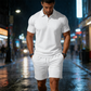 Conjunto masculino de verão de 2 peças: polo e shorts