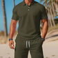 Conjunto masculino de verão de 2 peças: polo e shorts