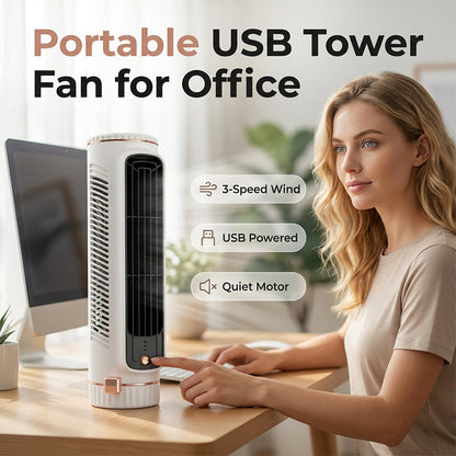 Ventilador de torre portátil USB com 3 velocidades
